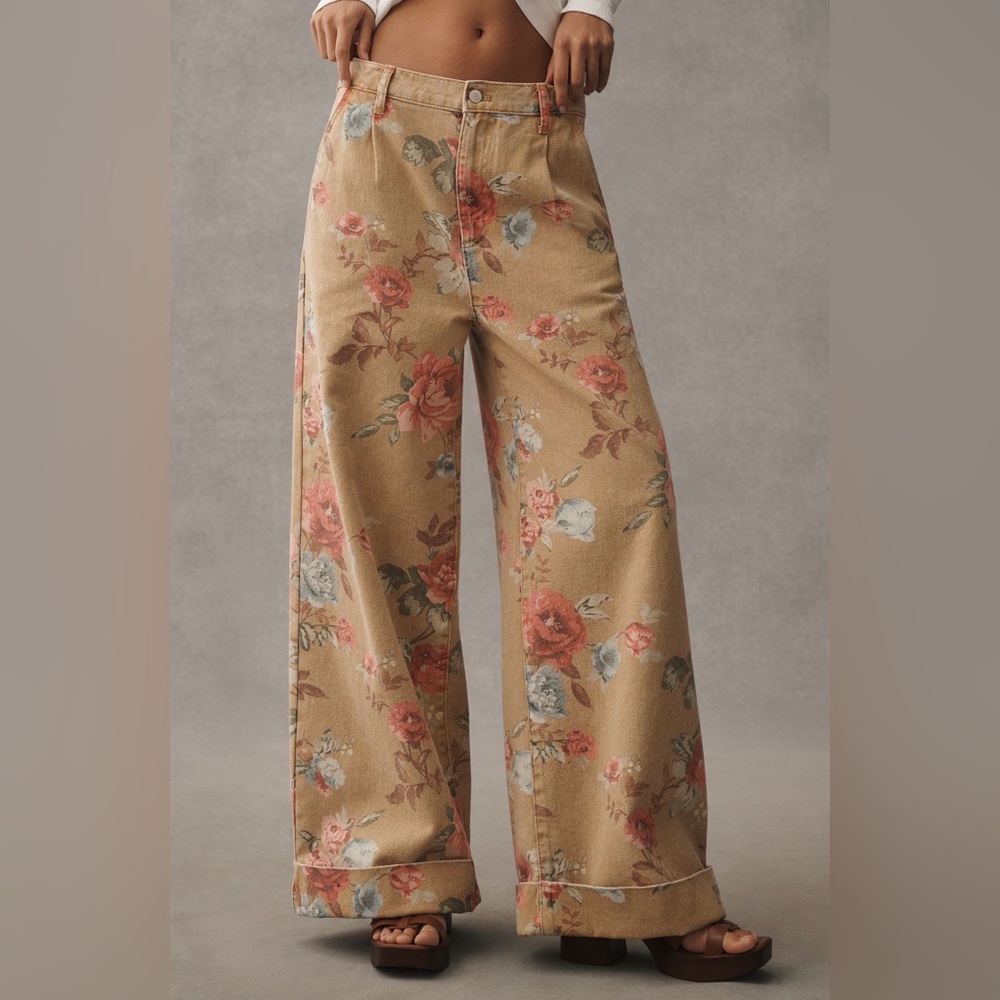 Anthropology Pilcro Leon Double Jeans Floral Print Edition Brand New size 27 - Picture 5 of 5